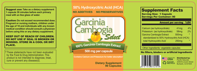 Garcinia Cambogia Label
